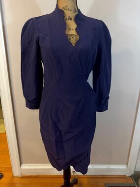 Vtg THIERRY MUGLER ACTIV purple wrap DRESS 44 (dr300
